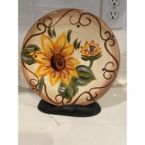Tabletops Unlimited "Sunny" Hand Painted Collection 8.5" Salad Plate Sunflower